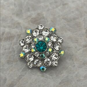 Elegant Silver and green Crystal Brooch